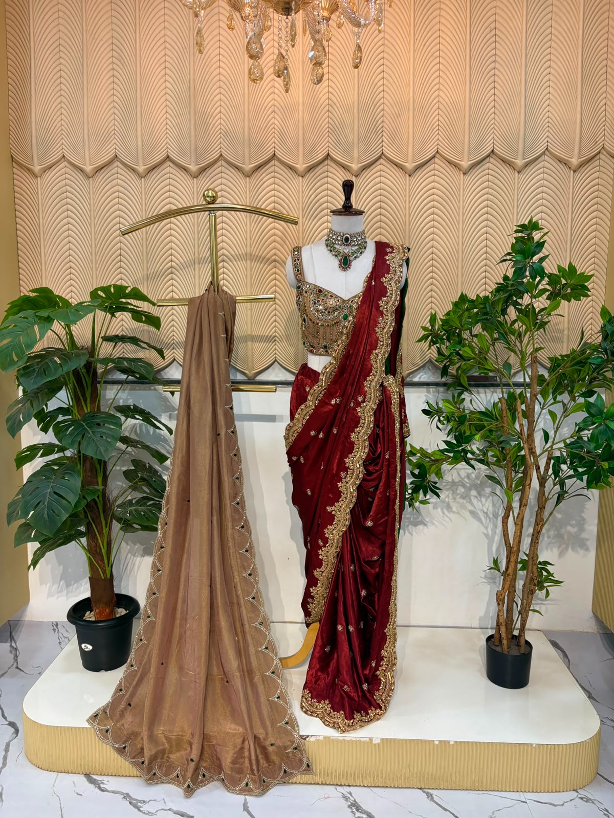 Maroon Handwork Nauvari 
