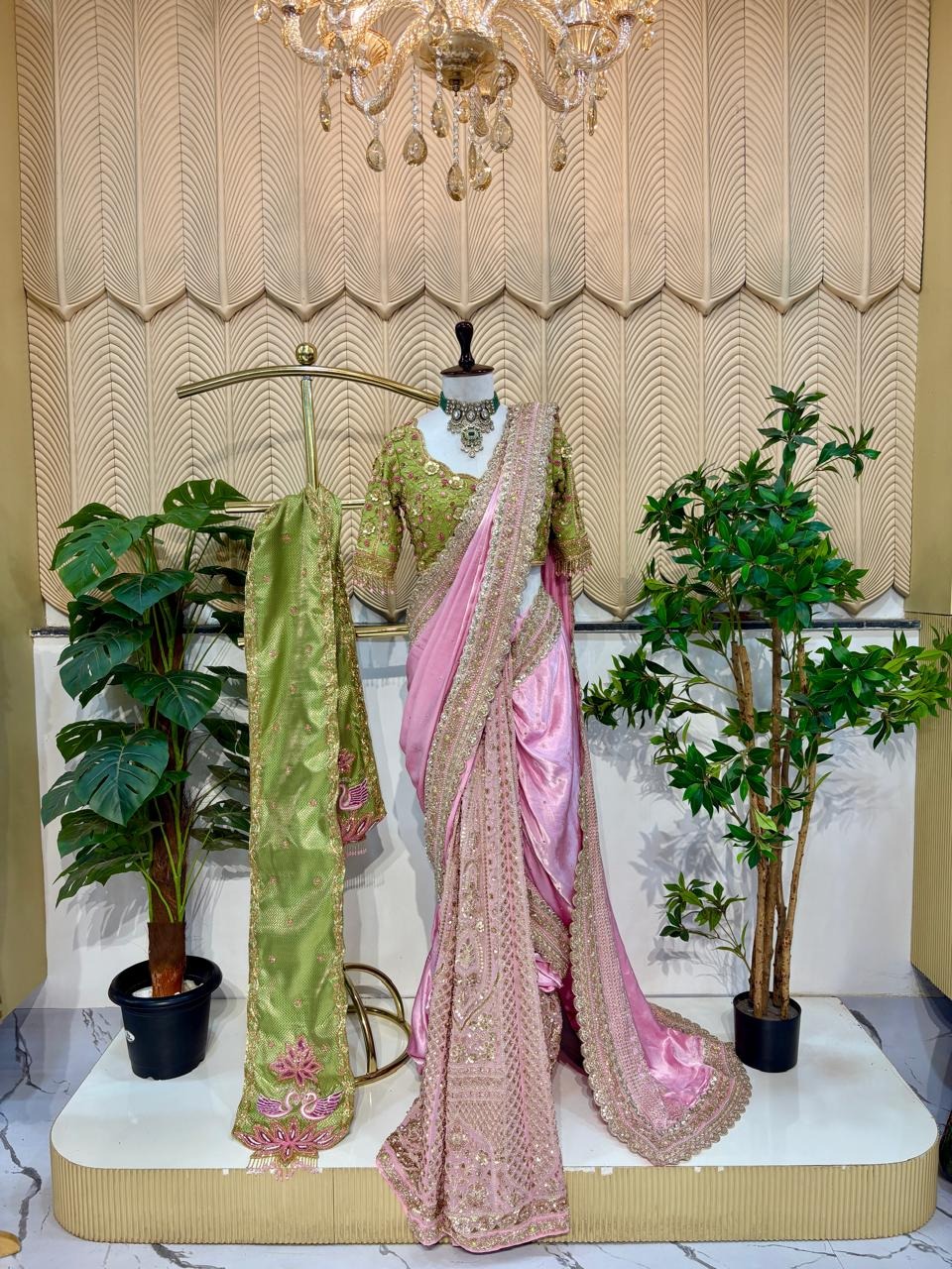Baby Pink Nawari saree