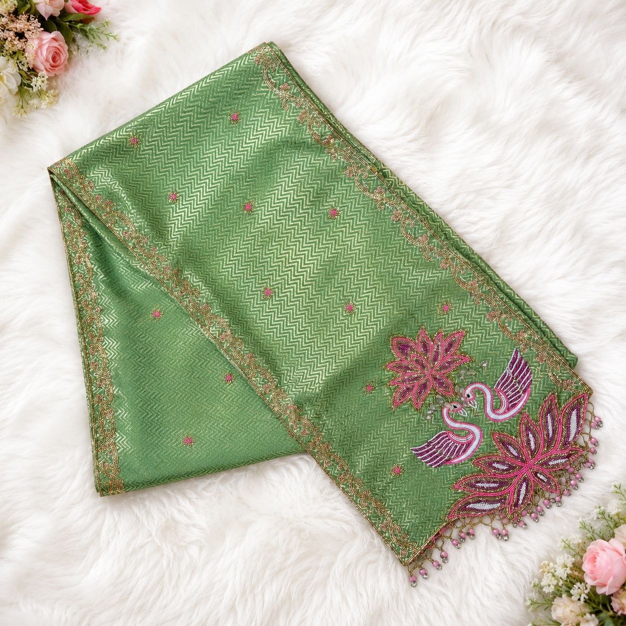 Parrot Green Handwork Shela