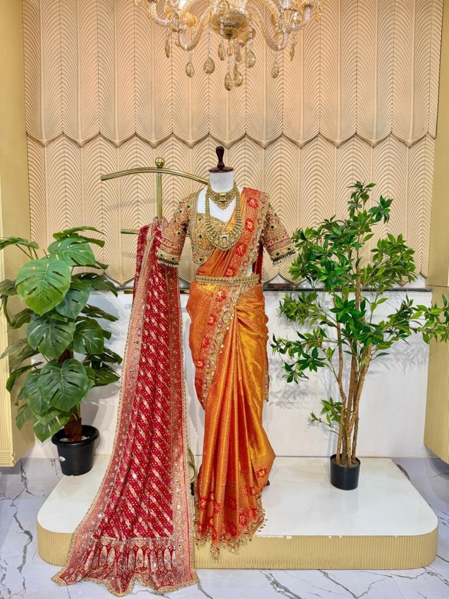 Orange Southindian saree