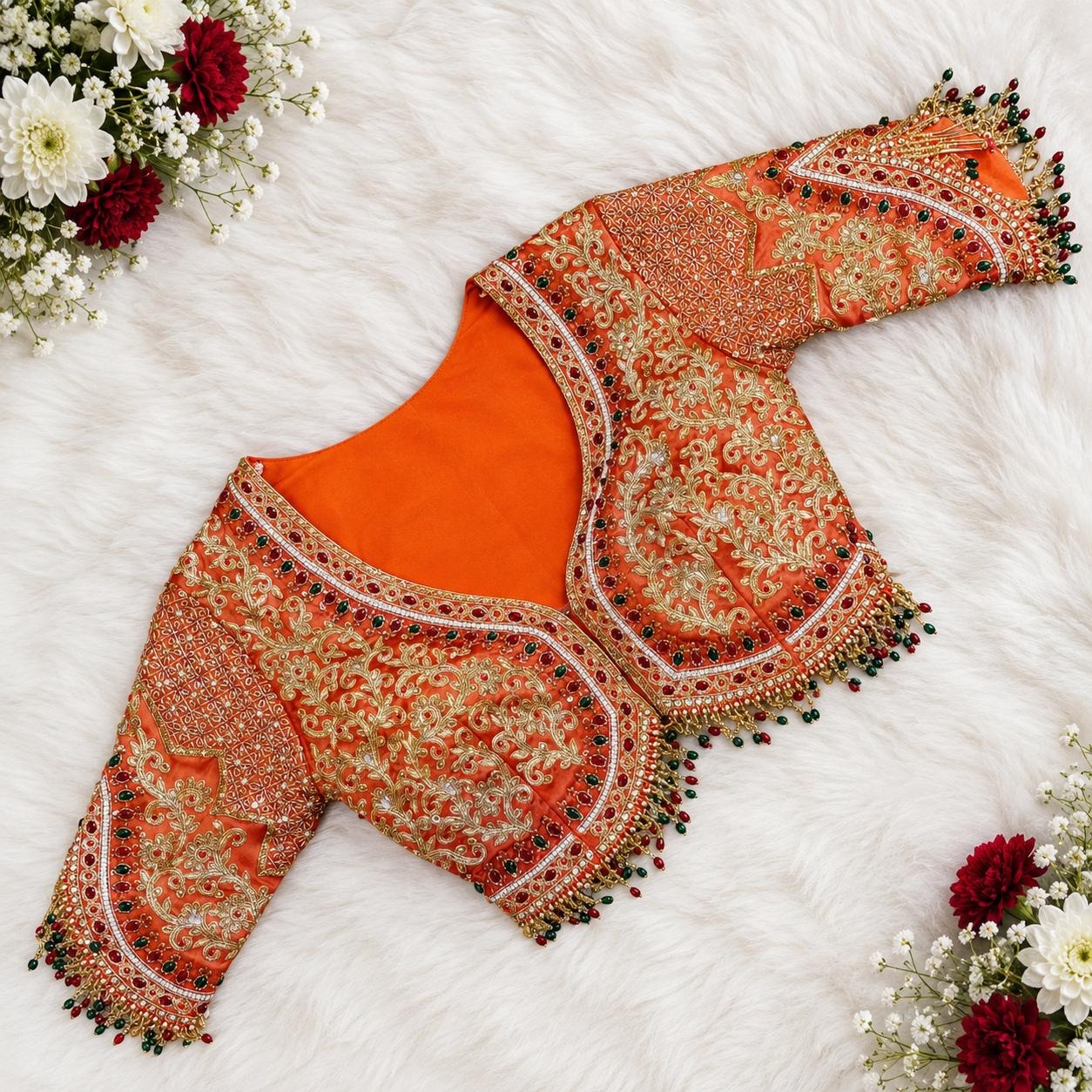 Orange Handwork blouse