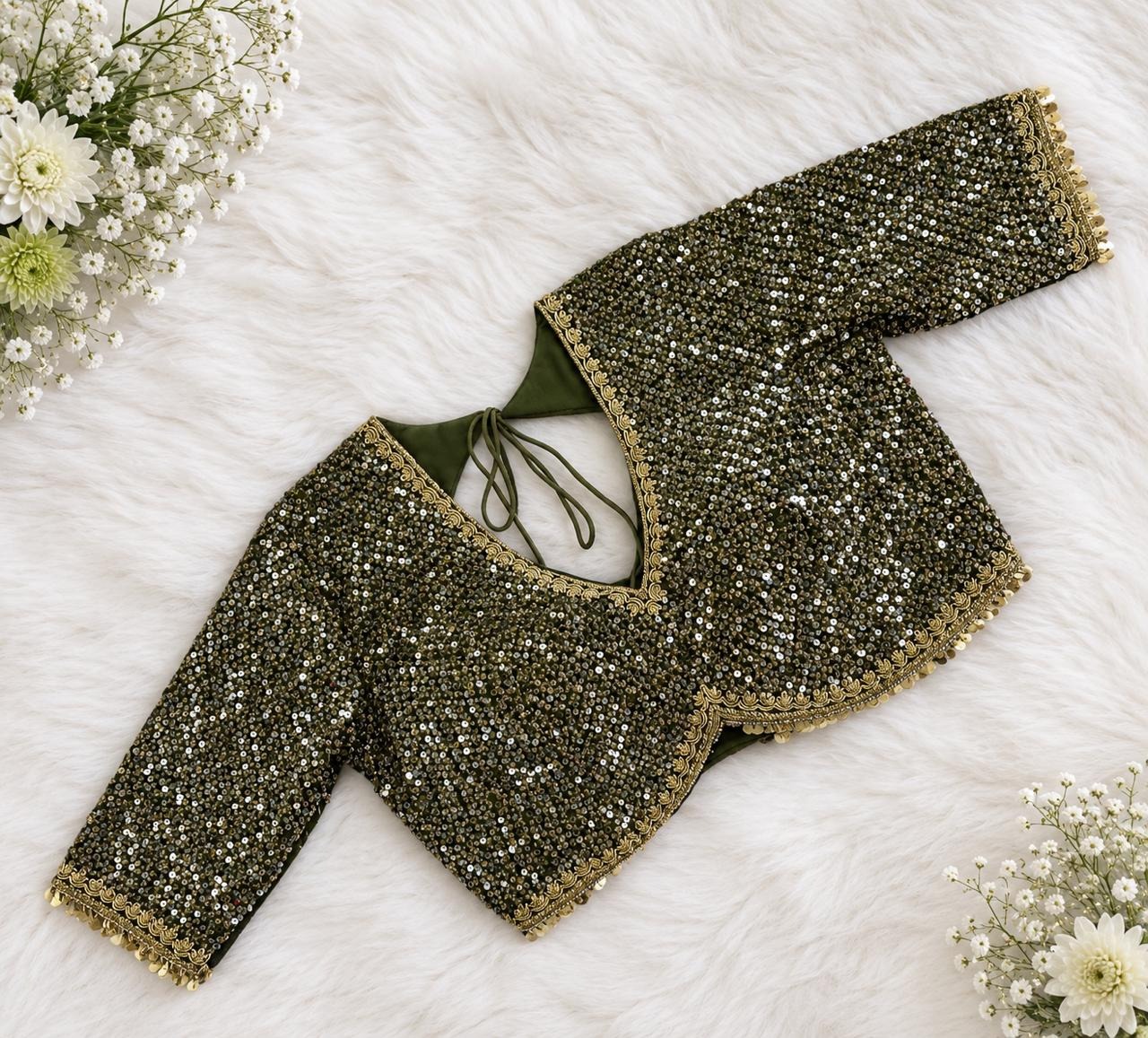 Mehendi Green work  Blouse