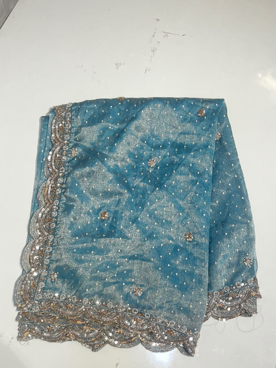Blue organza dupta