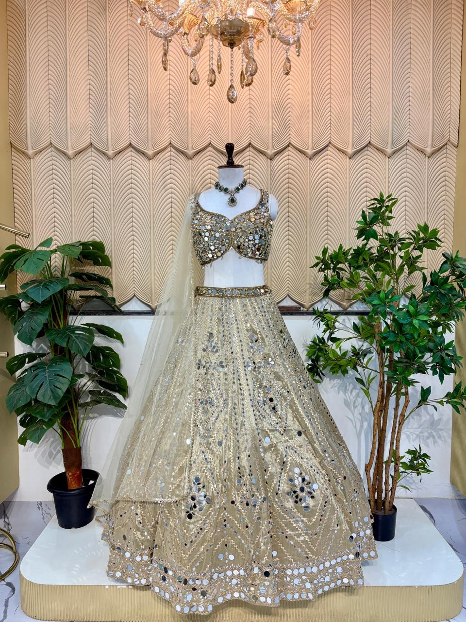 Golden Mirrorwork  Carnival Lehenga