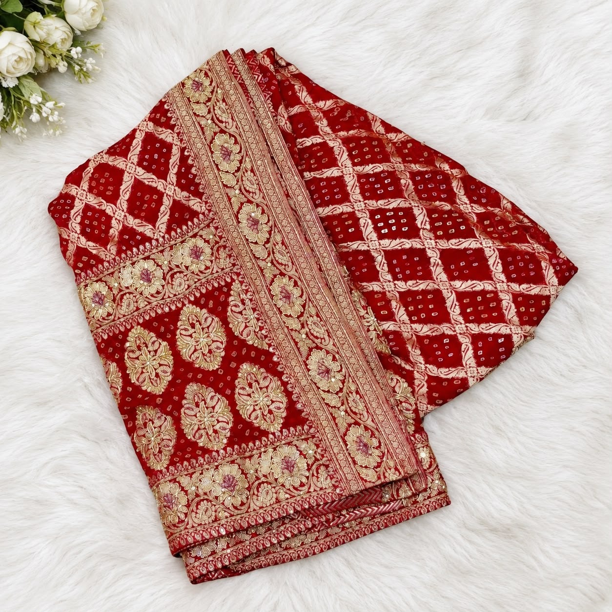 Red Bandhani Duppta